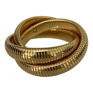 Chunky Tubogas Cobra Stretch Bracelet Gold Tone Triple Strand Serpenti NWOT